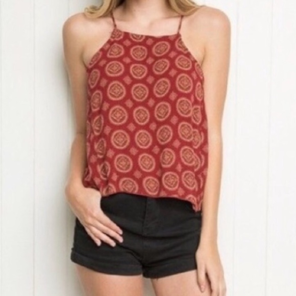 Brandy Melville Red Medallion Kiara Top